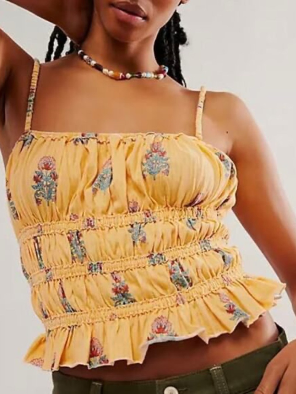 WE THE FREE DOLCE VITA YELLOW FLORAL TANK TOP